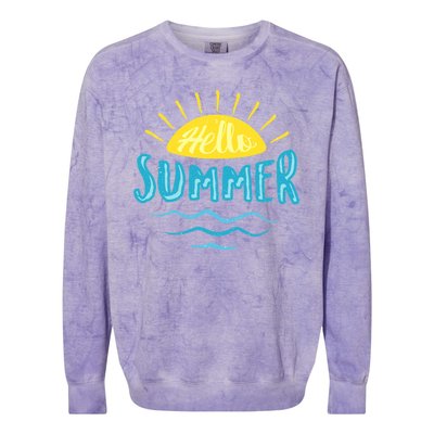 Hello Summer Sunset Ocean Wave Colorblast Crewneck Sweatshirt