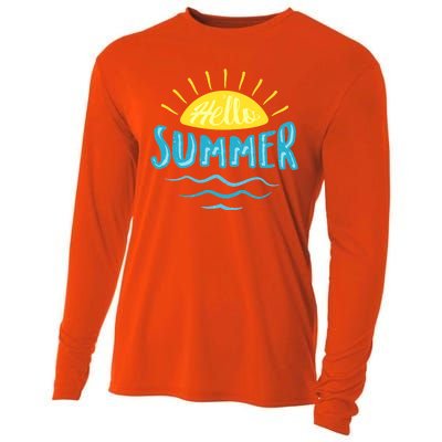 Hello Summer Sunset Ocean Wave Cooling Performance Long Sleeve Crew