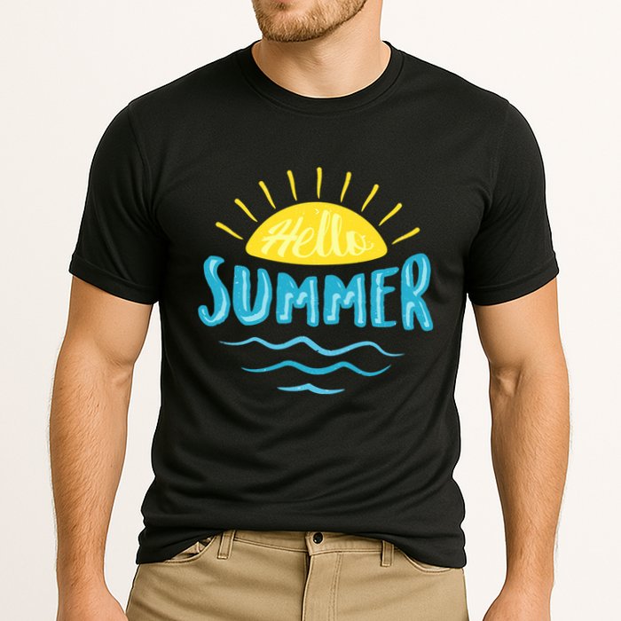 Hello Summer Sunset Ocean Wave Performance Shirt