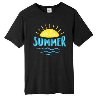 Hello Summer Sunset Ocean Wave Tall Fusion ChromaSoft Performance T-Shirt