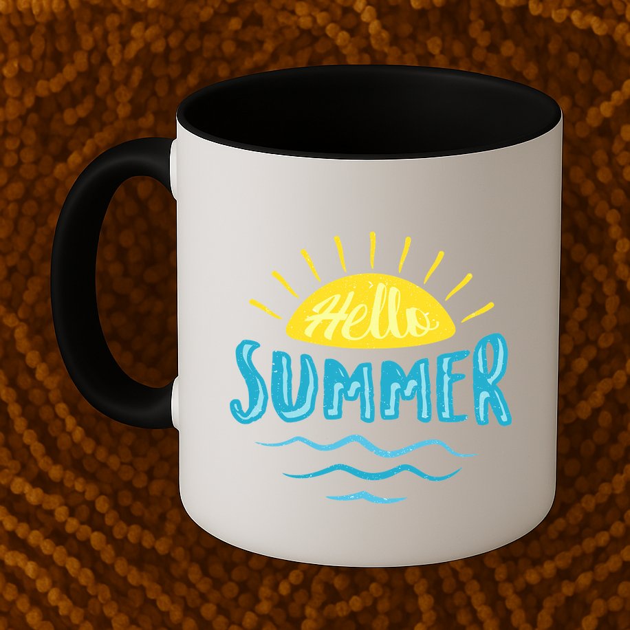 Hello Summer Sunset Ocean Wave Mug