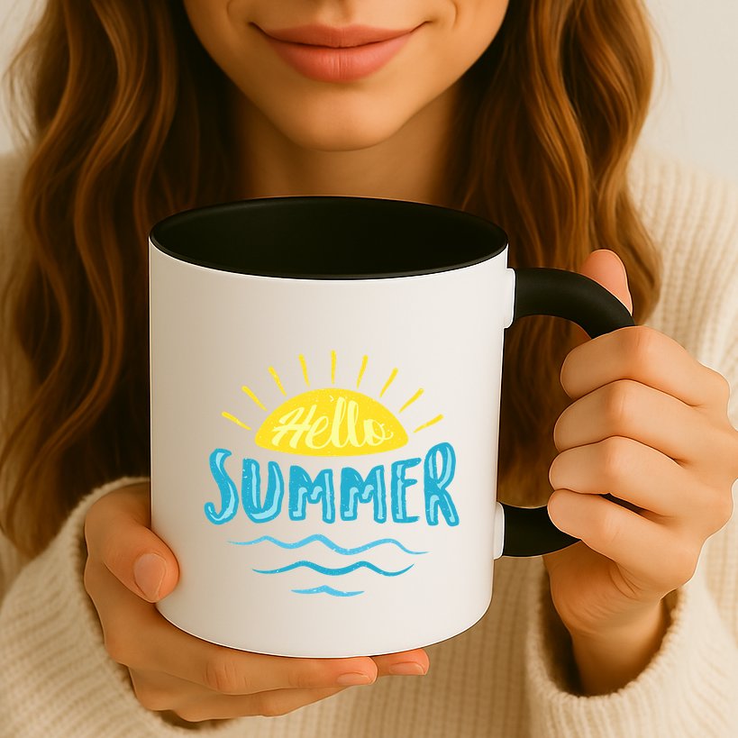 Hello Summer Sunset Ocean Wave Mug