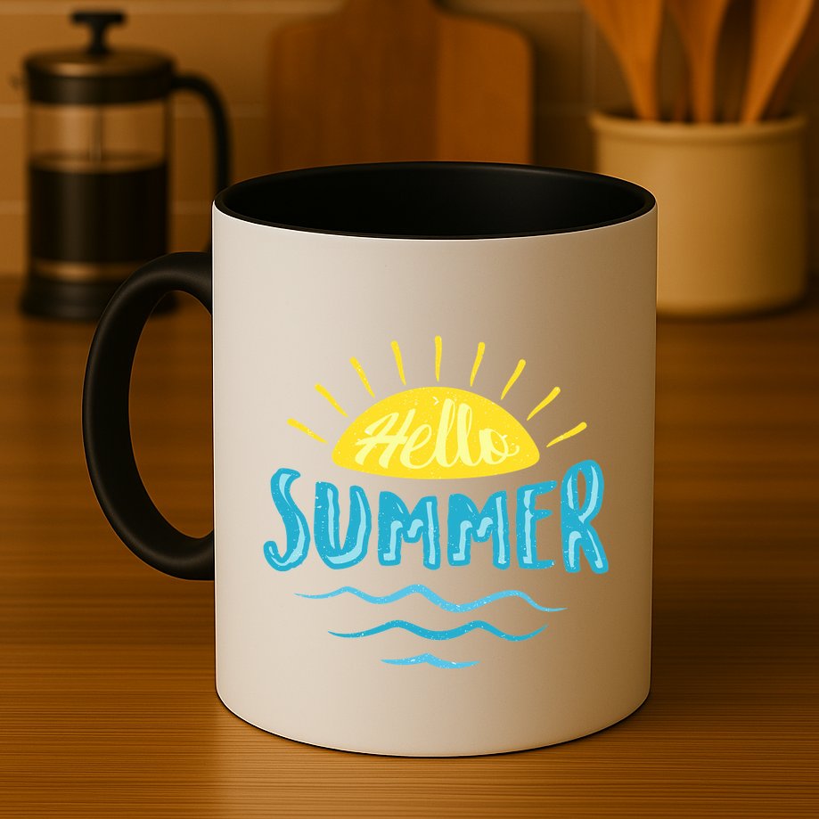 Hello Summer Sunset Ocean Wave Mug