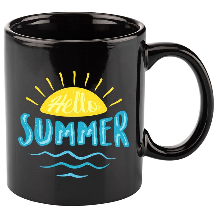 Hello Summer Sunset Ocean Wave 11oz C Handle Ceramic Mug