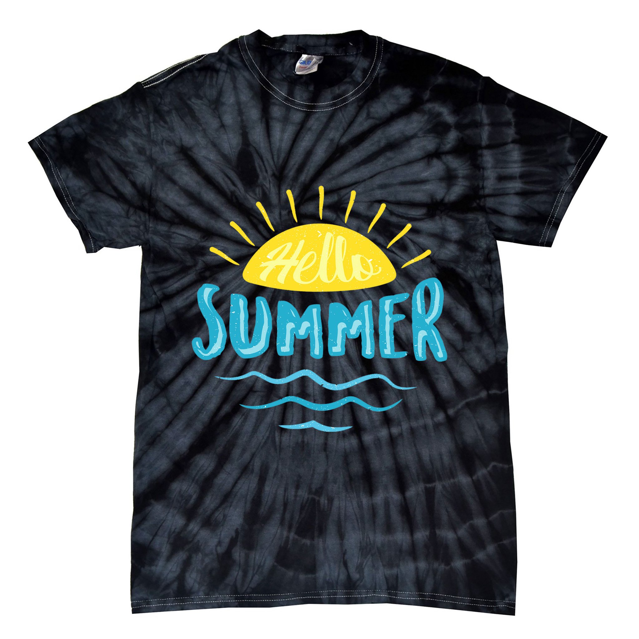 Hello Summer Sunset Ocean Wave Tie-Dye T-Shirt