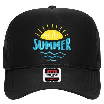 Hello Summer Sunset Ocean Wave Trucker Hat