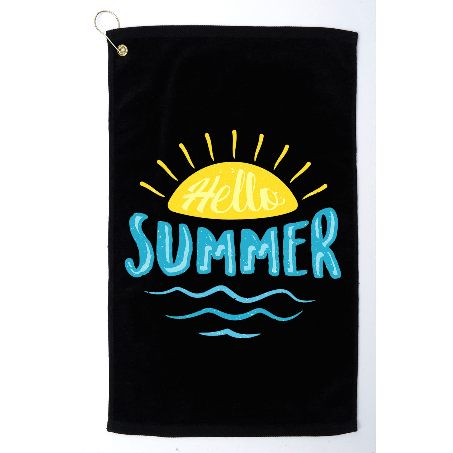Hello Summer Sunset Ocean Wave Golf Towel