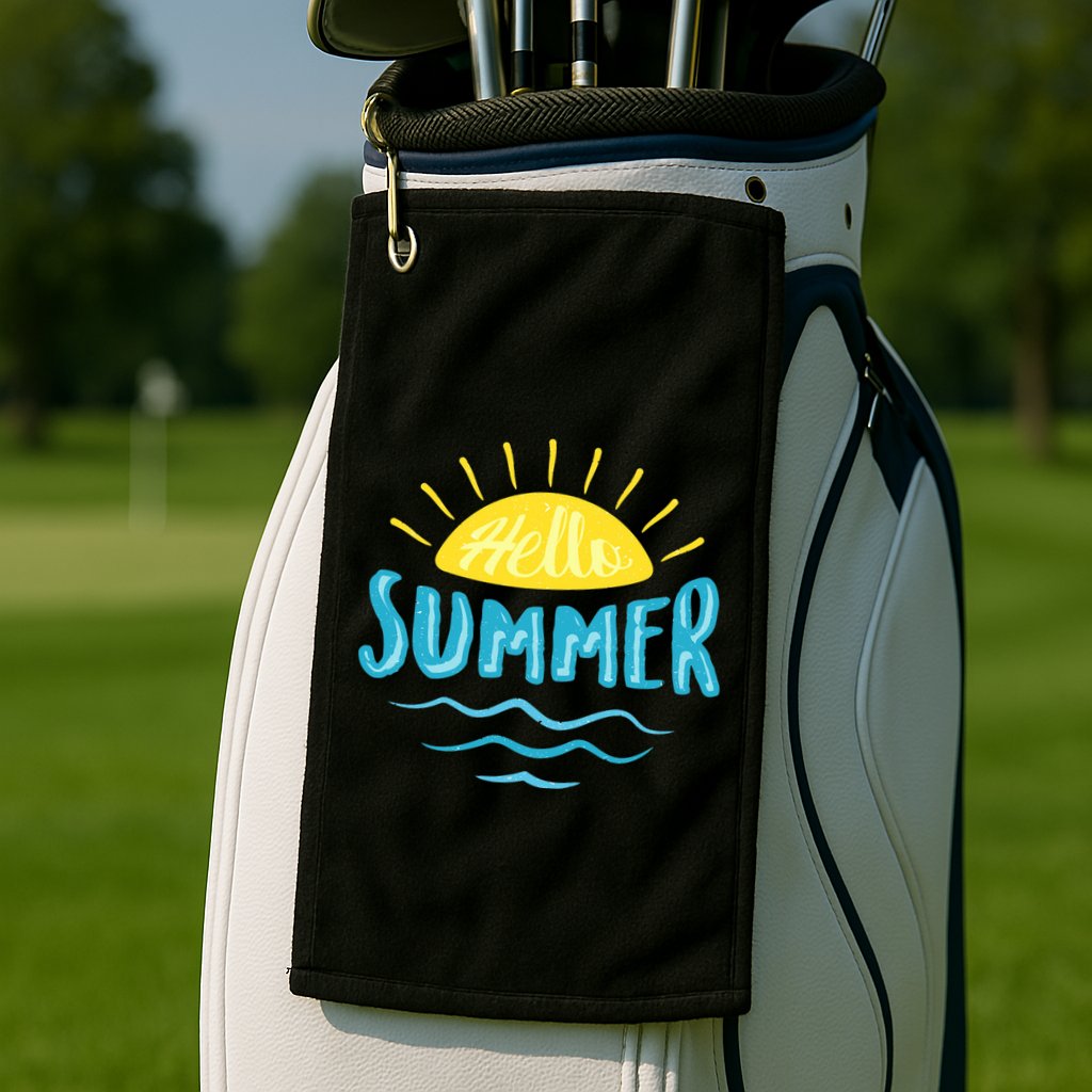 Hello Summer Sunset Ocean Wave Golf Towel