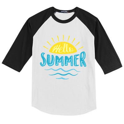 Hello Summer Sunset Ocean Wave Kids Colorblock Raglan Jersey