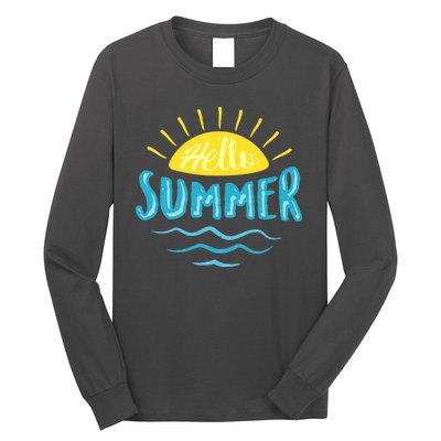 Hello Summer Sunset Ocean Wave Long Sleeve Shirt