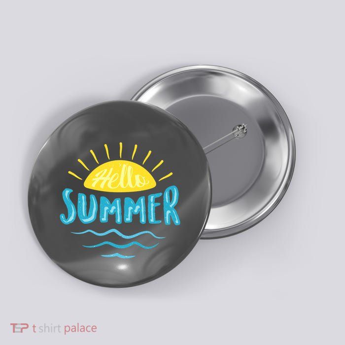 Hello Summer Sunset Ocean Wave Button