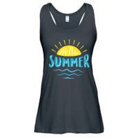 Hello Summer Sunset Ocean Wave Ladies Essential Flowy Tank