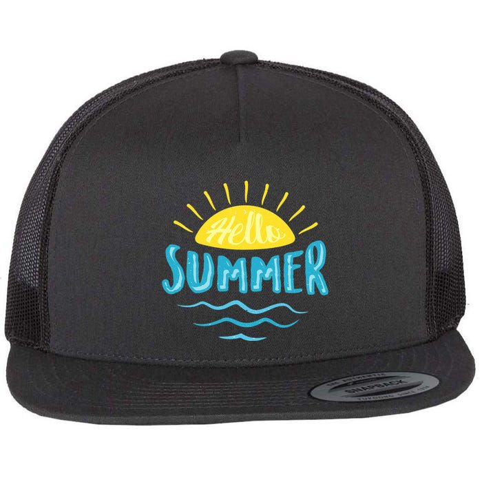 Hello Summer Sunset Ocean Wave Flatbill Hat