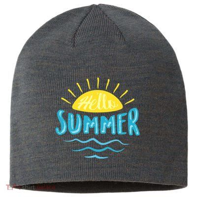 Hello Summer Sunset Ocean Wave Sustainable Beanie
