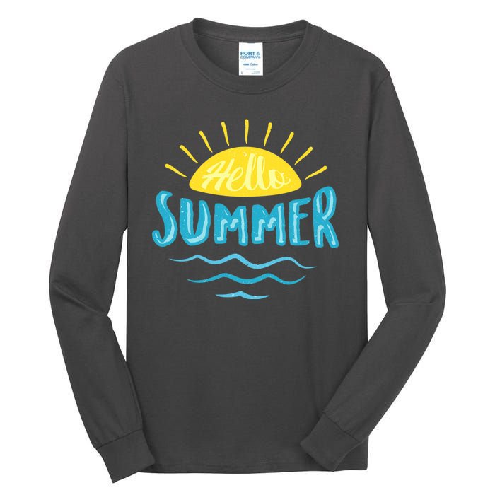 Hello Summer Sunset Ocean Wave Tall Long Sleeve T-Shirt