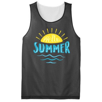 Hello Summer Sunset Ocean Wave Mesh Reversible Basketball Jersey Tank