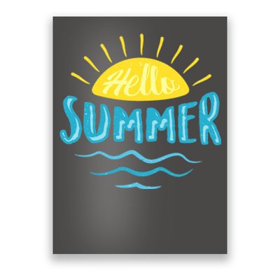 Hello Summer Sunset Ocean Wave Poster