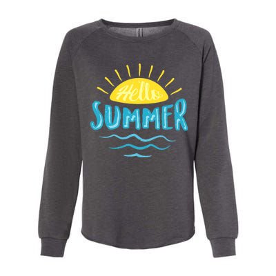 Hello Summer Sunset Ocean Wave Womens California Wash Sweatshirt