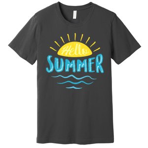 Hello Summer Sunset Ocean Wave Premium T-Shirt