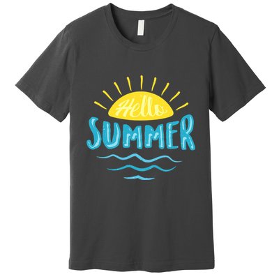 Hello Summer Sunset Ocean Wave Premium T-Shirt