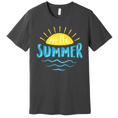 Hello Summer Sunset Ocean Wave Premium T-Shirt