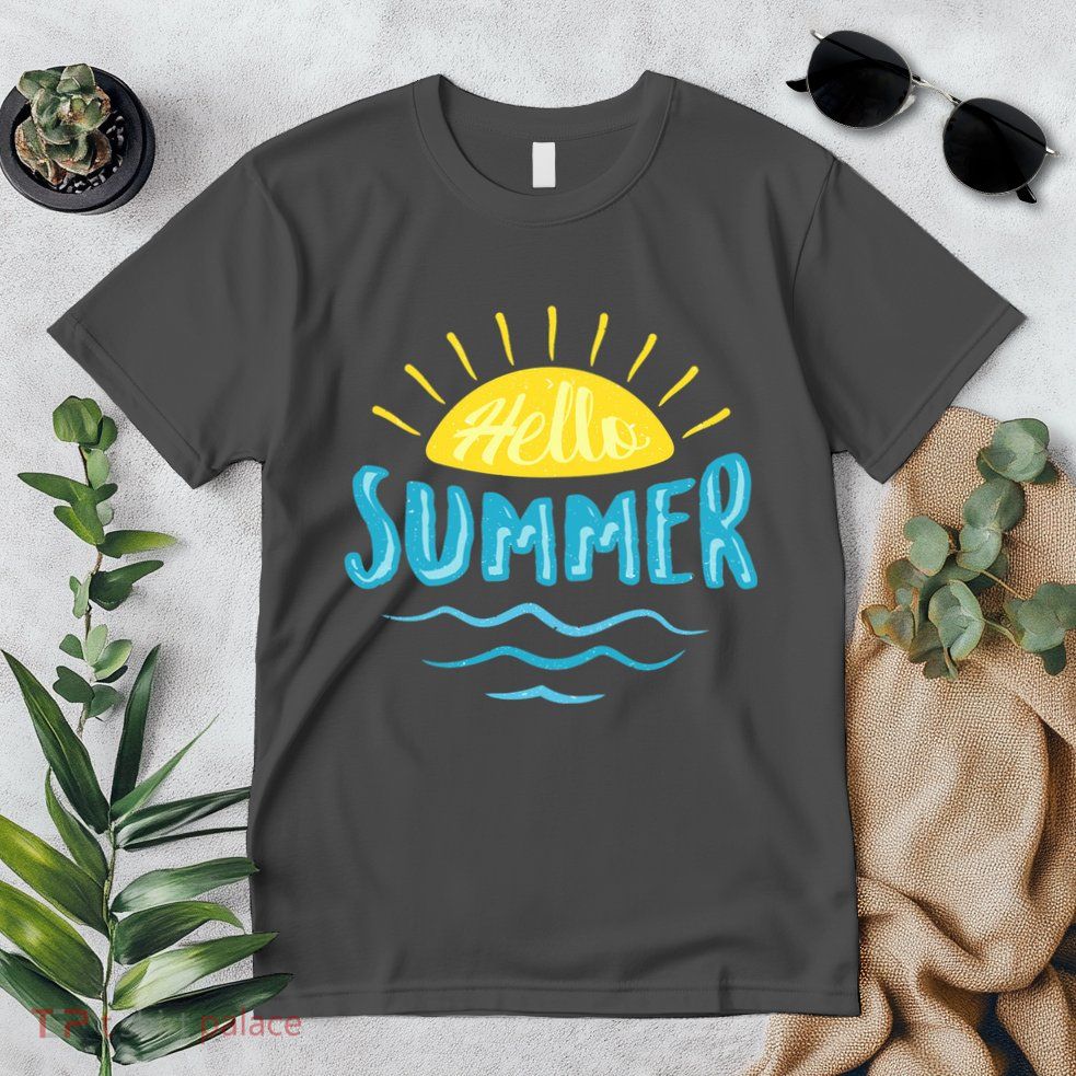 Hello Summer Sunset Ocean Wave Premium T-Shirt
