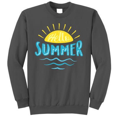 Hello Summer Sunset Ocean Wave Tall Sweatshirt