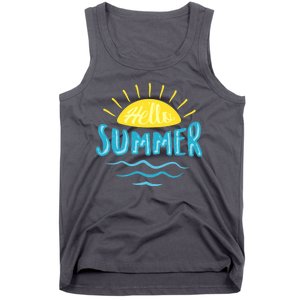 Hello Summer Sunset Ocean Wave Tank Top