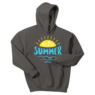 Hello Summer Sunset Ocean Wave Kids Hoodie