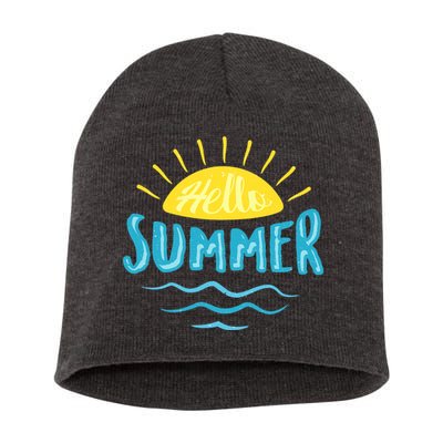 Hello Summer Sunset Ocean Wave Short Acrylic Beanie