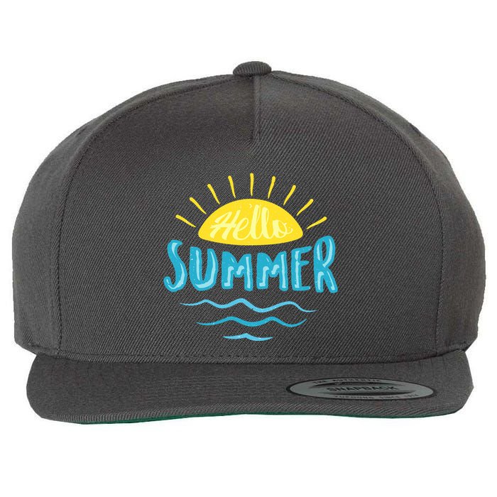 Hello Summer Sunset Ocean Wave Wool Snapback Cap