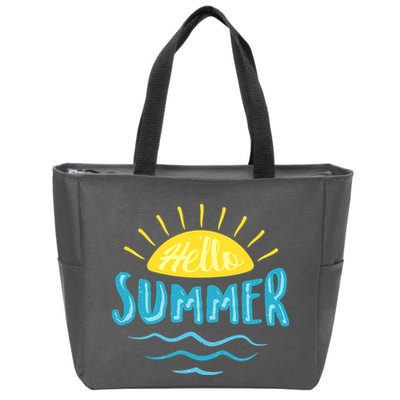 Hello Summer Sunset Ocean Wave Zip Tote Bag