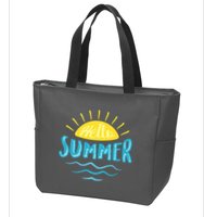 Hello Summer Sunset Ocean Wave Zip Tote Bag