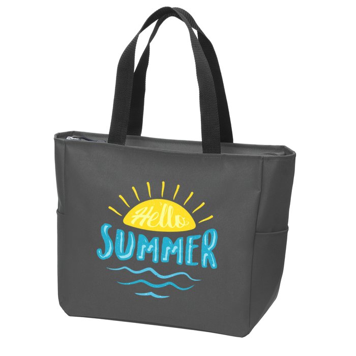 Hello Summer Sunset Ocean Wave Zip Tote Bag