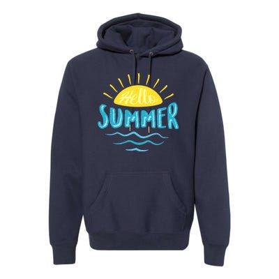 Hello Summer Sunset Ocean Wave Premium Hoodie