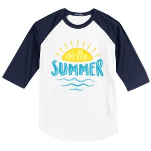 Hello Summer Sunset Ocean Wave Baseball Sleeve Shirt