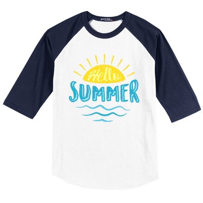 Hello Summer Sunset Ocean Wave Baseball Sleeve Shirt