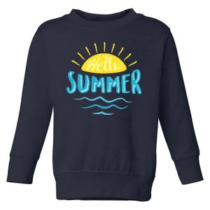 Hello Summer Sunset Ocean Wave Toddler Sweatshirt