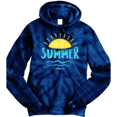 Hello Summer Sunset Ocean Wave Tie Dye Hoodie