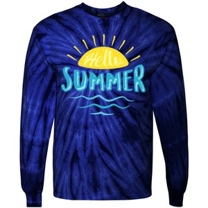 Hello Summer Sunset Ocean Wave Tie-Dye Long Sleeve Shirt