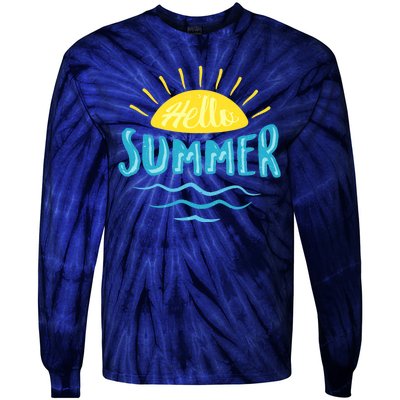 Hello Summer Sunset Ocean Wave Tie-Dye Long Sleeve Shirt