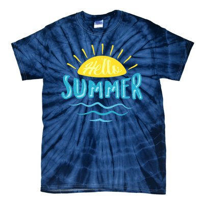 Hello Summer Sunset Ocean Wave Tie-Dye T-Shirt