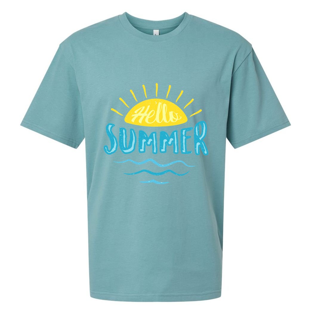 Hello Summer Sunset Ocean Wave Sueded Cloud Jersey T-Shirt