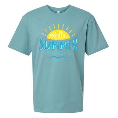 Hello Summer Sunset Ocean Wave Sueded Cloud Jersey T-Shirt