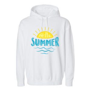 Hello Summer Sunset Ocean Wave Garment-Dyed Fleece Hoodie