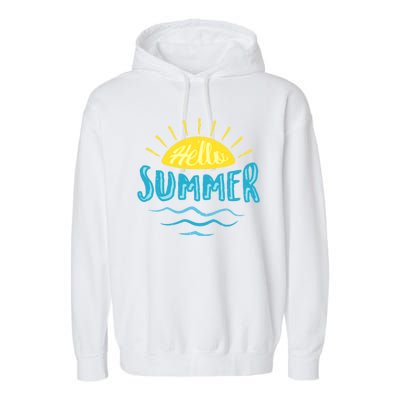 Hello Summer Sunset Ocean Wave Garment-Dyed Fleece Hoodie