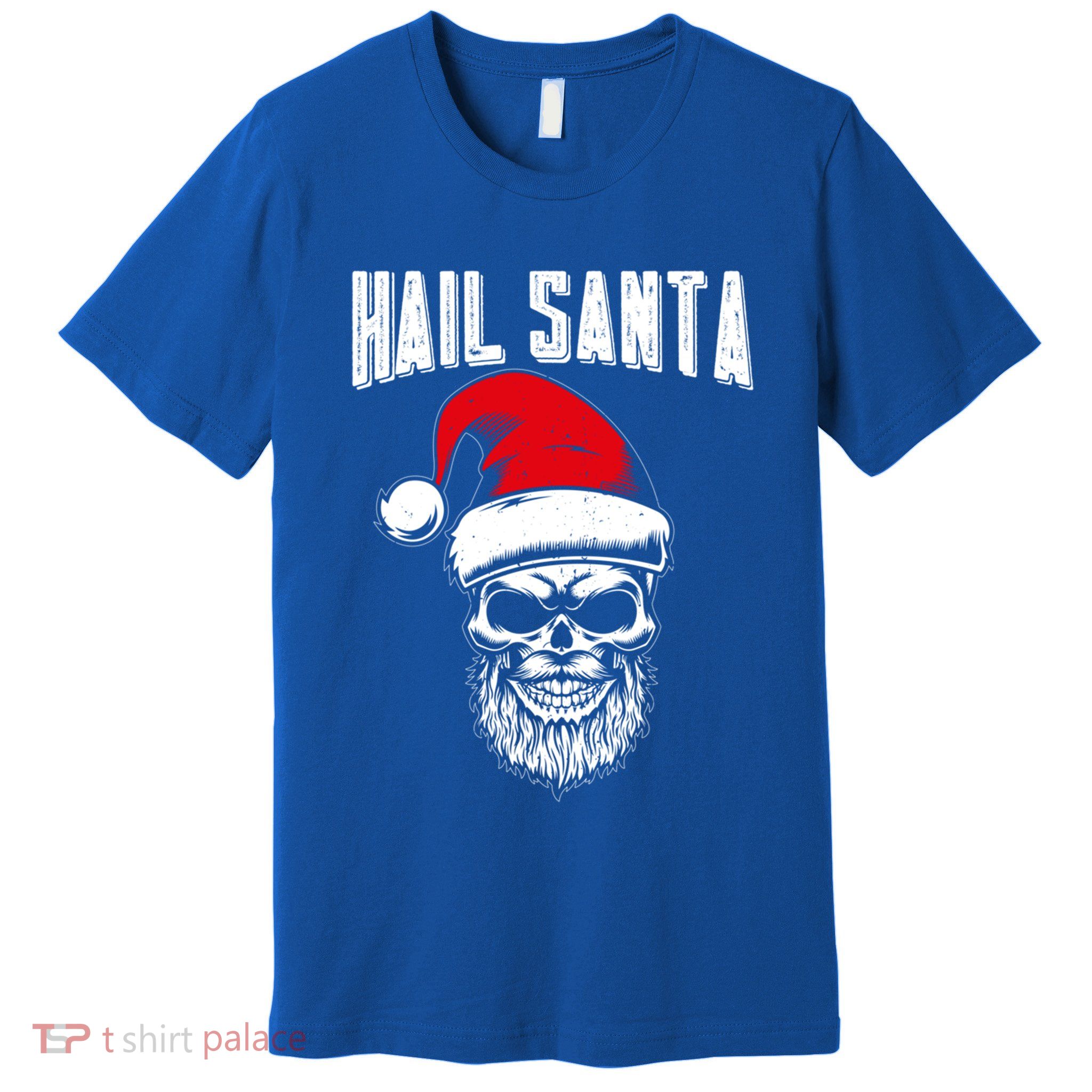 Hail Santa Skull Santa Hat Retro Heavy Metal Christmas Gift Premium T-Shirt