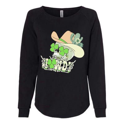 Howdy Skull Shamrock Irish St.Patrick's Day Womens California Wash Sweatshirt