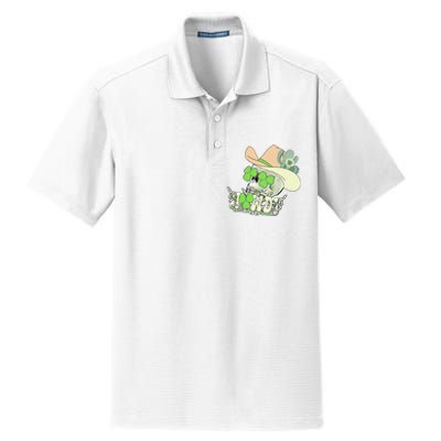 Howdy Skull Shamrock Irish St.Patrick's Day Dry Zone Grid Polo