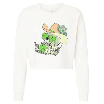 Howdy Skull Shamrock Irish St.Patrick's Day Cropped Pullover Crew